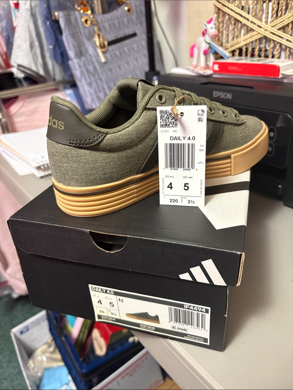adidas Daily 4.0 Low Top Sneakers in Olive and Gum